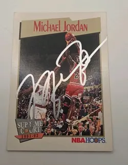 Michael Jordan Signed NBA Hoops Supreme Court Chicago Bulls Autographed Card COA - Image 2