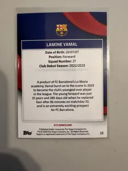 2023-24 Topps FC Barcelona Team Set Lamine Yamal #23 RC Rookie - Image 3