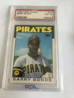 1986 Topps Traded Barry Bonds Rookie Card #11T PSA 8 NM-MINT - Image 1