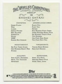 2018 Topps Allen & Ginter SHOHEI OHTANI Rookie Card #100 Angels/Dodgers RC A&G - Image 2