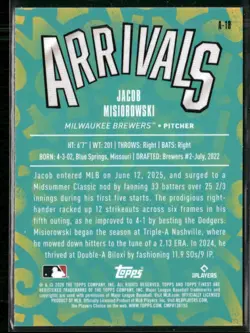 Jacob Misiorowski 2026 Topps Finest Arrivals Rookie Card A-18 - Image 2