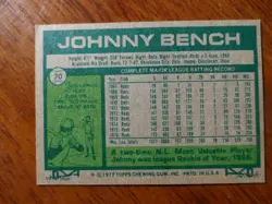 1977 TOPPS BASEBALL #70 JOHNNY BENCH CINCINNATI REDS EX-EX/MT A-3867 - Image 2