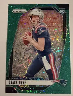 2024 Panini Prizm - Rookies Drake Maye #329 Green Sparkle Prizm 8/8 (RC) - Image 1