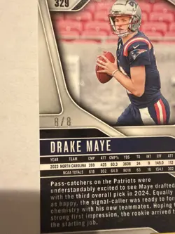 2024 Panini Prizm - Rookies Drake Maye #329 Green Sparkle Prizm 8/8 (RC) - Image 3