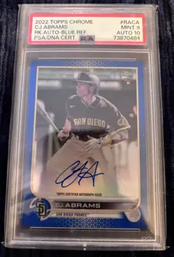 2022 Topps Chrome C.J. Abrams RC Auto Blue Refractor /150 PSA 9/10 RA-CA - Image 1