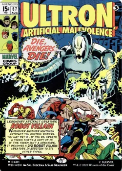 Ultron Artificial Malevolence (FOIL + Borderless) 401 Marvel Super Heroes MTG NM - Image 1