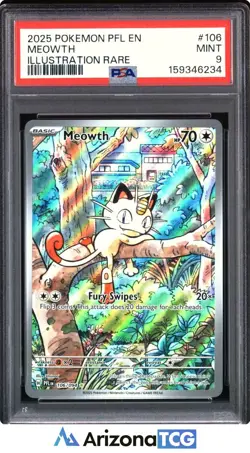 Pokemon 2025 Meowth 106/094 Illustration Rare Phantasmal Flames PSA 9 - Image 1