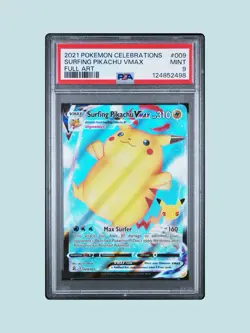2021 POKEMON CELEBRATIONS #009 FULL ART/SURFING PIKACHU VMAX PSA 9 - Image 1