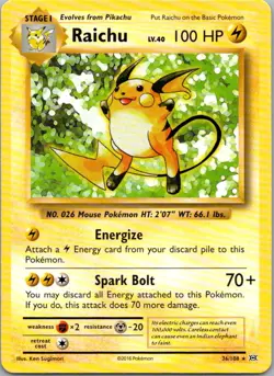Pokemon TCG Raichu 36/108 Evolutions NM - Image 1