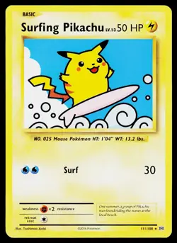 Surfing Pikachu 111/108 Secret Rare Evolutions Pokemon Lightly Played - Image 1
