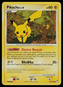 Pikachu 94/123 Common Mysterious Treasures Pokemon Lightly Played - Image 1