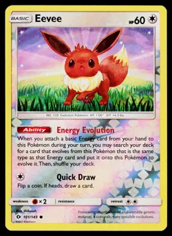 Eevee 101/149 Common SM Base Set Pokemon Reverse Holo Lightly Played - Image 1
