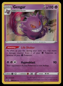 Gengar 085/202 Holo Rare Sword & Shield Pokemon Lightly Played - Image 1