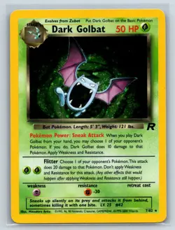 Dark Golbat 7/82 Rare Team Rocket Pokemon Unlimited Holo Lightly Played - Image 1