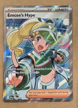 Pokemon TCG Emcee's Hype 220/182 Sv10: Destined Rivals Ultra Rare Holo - Image 1