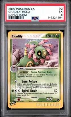 -PSA 5 2003 EX Sandstorm Cradily 3/100 HOLO Pokemon Card E Reader - Image 1