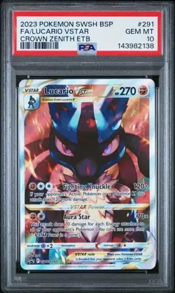 2023 POKEMON SWSH PROMO 291 FULL ART/LUCARIO VSTAR CROWN ZENITH ETB - Image 1