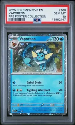 2025 POKEMON SVP EN-SV PROMO 168 VAPOREON PRISMATIC EVOLUTIONS POSTER COLLECTION - Image 1