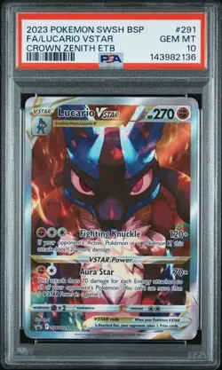 2023 POKEMON SWSH PROMO 291 FULL ART/LUCARIO VSTAR CROWN ZENITH ETB - Image 1