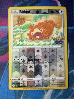 Pokemon Go Reverse Holo Bidoof Peelable Ditto Card 059/078 NM Condition - Image 1