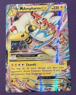 Pokemon TCG M Ampharos EX 28/98 XY Ancient Origins Ultra Rare Card - Image 1