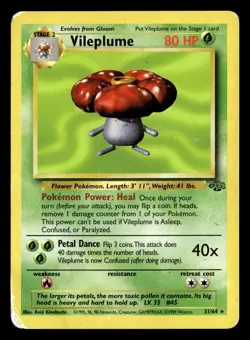 Vileplume 31/64 Unlimited Rare Jungle Pokemon Card - Image 2