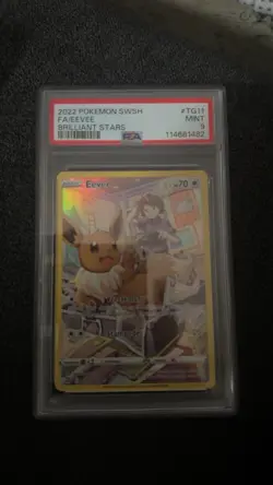 2022 Pokemon Sword And Shield Brilliant Stars Full Art Eevee TG11 PSA 9 - Image 1
