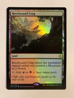 1X FOIL NM MTG Magic The Gathering Rootbound Crag Ixalan Rare Land Card - Image 1