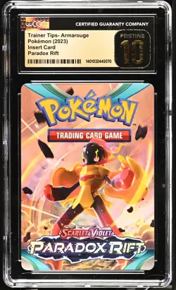 CGC Pristine 10 Pokemon Trainer Tips- Armarouge Insert Card Paradox Rift - Image 1