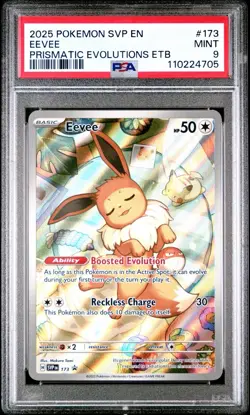 2025 POKEMON SVP EN-SV BLACK STAR PROMO #173 EEVEE PSA 9 - Image 1