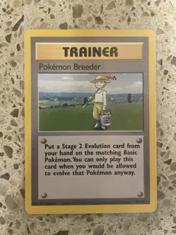 Pokemon Breeder Base Set Trainer Card 76/102 Rare Pokemon TCG - Image 1