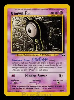 Pokemon Card Unown [A] 33/75 Neo Discovery Unlimited Rare NM 2001 - Image 1