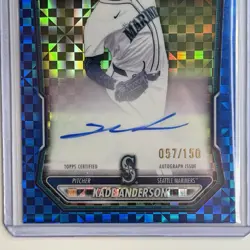 2026 Bowman Chrome KADE ANDERSON #CPA-KAN BLUE X-FRACTOR AUTO /150 Mariners - Image 2