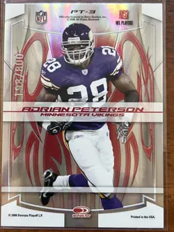 2008 Donruss Elite Barry Sanders Adrian Peterson Passing The Torch HOF Rare /800 - Image 2