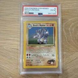 Pokemon TCG Brock's Rhydon Gym Heroes Holo Rare Card #2/132 PSA 6 - Image 1