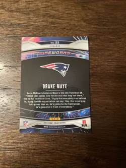 2024 Panini Prizm - Fireworks Drake Maye #22 Green Prizm (RC) NFL Football Card - Image 4