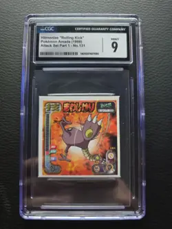 Hitmonlee Sticker 1998 Pokemon Amada Attack Set 1 Seal Japanese No. 131 CGC 9 - Image 1