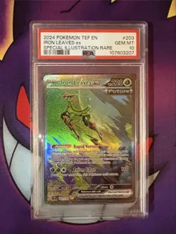 2024 Pokemon TCG SV05 Temporal Forces Iron Leaves ex 203/162 Holo SIR PSA 10 - Image 1