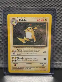 Pokemon TCG Base Set: Raichu 14/102 Holo Rare Unlimited English 1999 80HP - Image 1