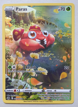 Pokemon TCG Paras GG32/GG70 Crown Zenith Galarian Gallery Rare Holo Near Mint - Image 1