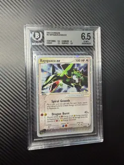 2003 POKEMON EX DRAGON #97 RAYQUAZA EX HOLO BGS 6.5 TOP LEFT SWIRL 🌀🌀 - Image 3