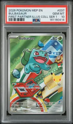 2026 POKEMON FIRST PARTNER ILLUSTRATION COLLECTION PROMO #037 BULBASAUR PSA 10 - Image 1