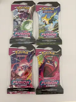 Pokemon TCG x 4 Fusion Strike Sleeved Booster Pack Complete Art Set New & Sealed - Image 1