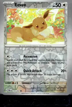 Eevee 135/167 Common Twilight Masquerade Pokemon Reverse Holo Lightly Played - Image 1