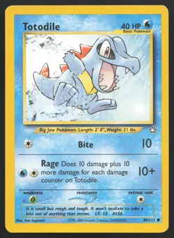 Totodile 80/111 Common Neo Genesis Pokemon Unlimited HP - Image 1