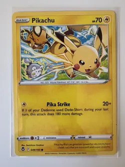 2022 Pokemon SILVER TEMPEST PIKACHU 49/195! NM - Image 2