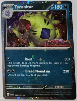 Swirls 🌀 Tyranitar 135/193 Cosmos Holo Heavily Bleed Error Rare Pokemon TCG ✨ - Image 1