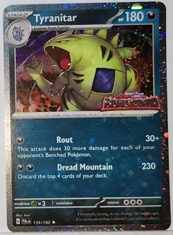 Swirls 🌀 Tyranitar 135/193 Cosmos Holo Heavily Bleed Error Rare Pokemon TCG ✨ - Image 3