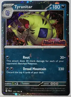 Swirls 🌀 Tyranitar 135/193 Cosmos Holo Heavily Bleed Error Rare Pokemon TCG ✨ - Image 4