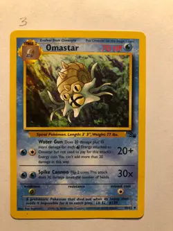 Pokemon 1st Ed. Fossil UnCommon Omastar 40/62 - NM-LP - Image 1